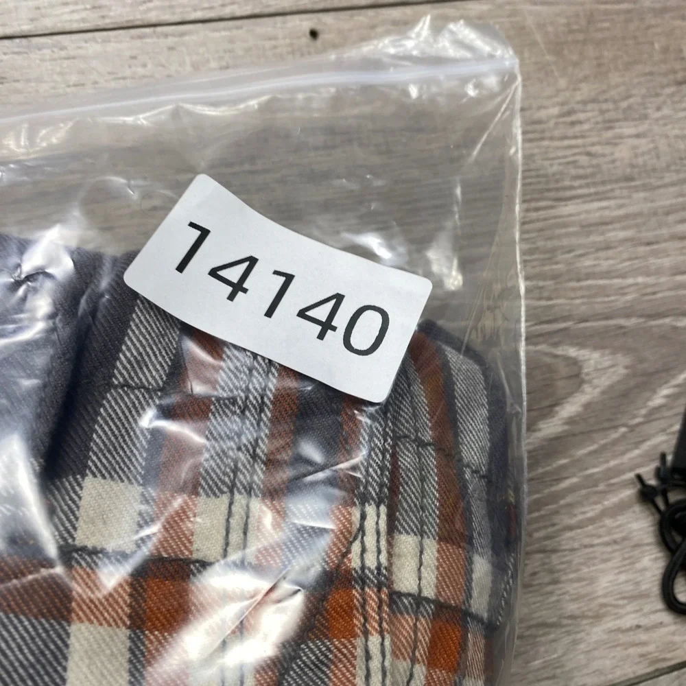 The North Face Button Down Mens L Grey Orange Plaid Flannel Outdoor Shirt